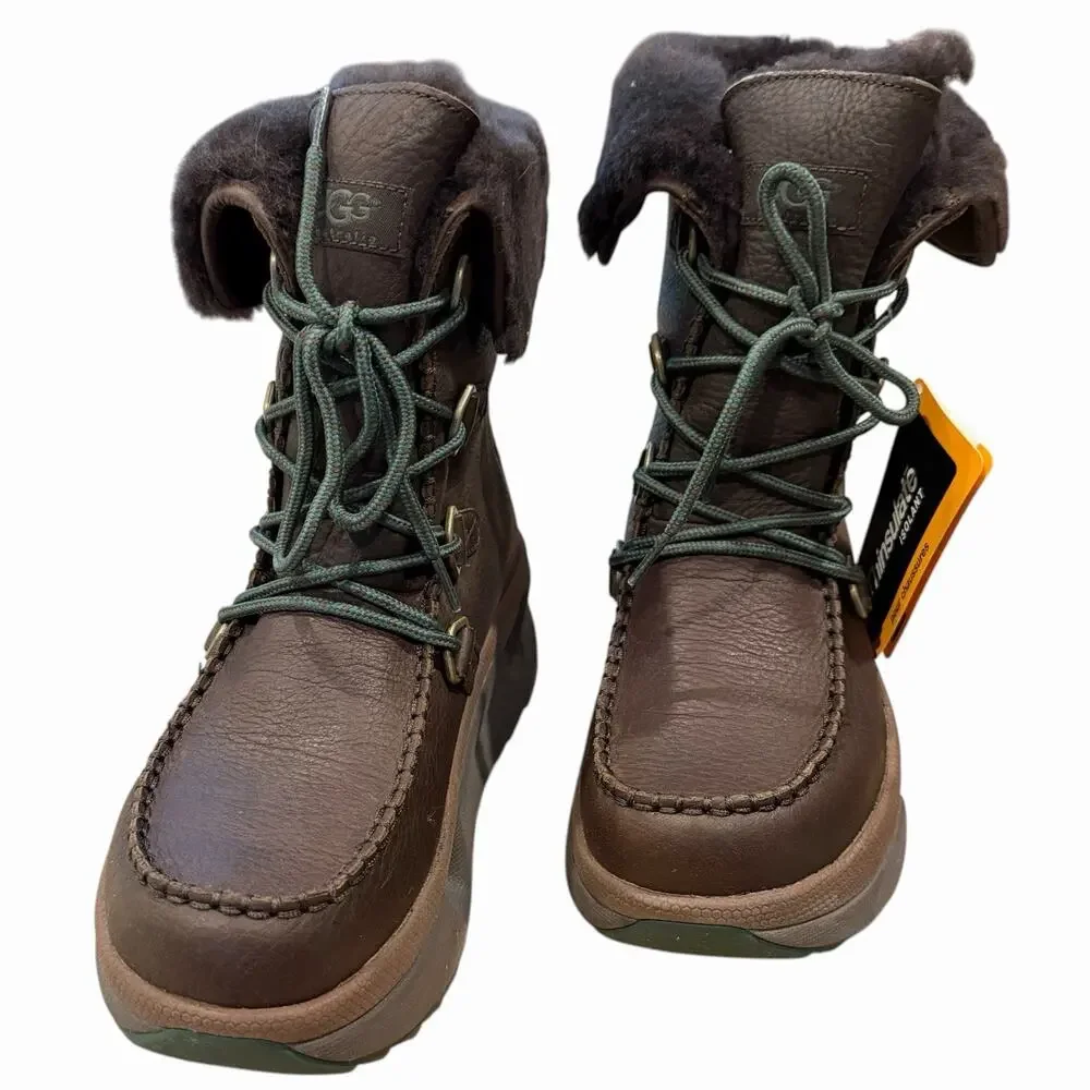 UGG Auden Brownstone Thinsulate Waterproof Shearling Snow Boot Shoes Brown Men 9